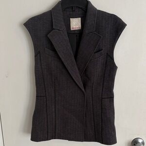 Rebecca Taylor Charcoal Sleeveless Tailored Blazer Vest